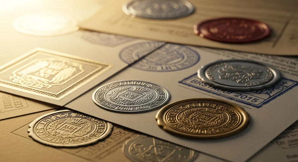 Stamped embossed official documents